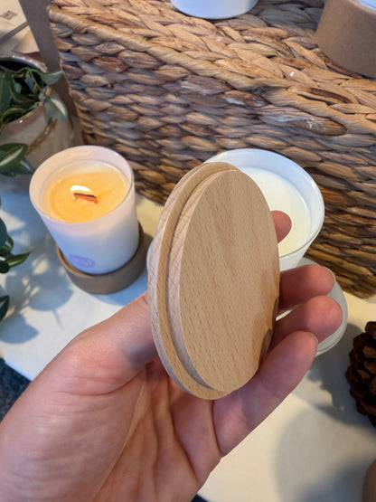 Couvercle en bois pour bougie